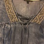 Signature Studio  acid washed embroidered bell sleeve blouse sz large Photo 1