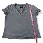 Nike Dri- Fit black and white striped V-neck Photo 4