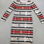 Gianni Bini GB‎ Womens Dress L Cream Red Southwestern Aztec Bodycon Pullover Tan Size L Photo 0