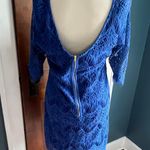 Low Back, Above The Knee Detailed Dress Blue Size L Photo 0
