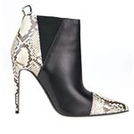 Gucci Black Leather And Roccia Python Pointed Toe Ankle stiletto Boots EU 39.5 Photo 10