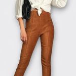 Lulus  Pants Womens Medium Brown Dear Friends Vegan Suede High Waisted Zip Ankle Photo 0