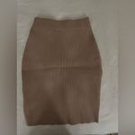 Roma  Tan Ribbed Pencil Skirt Photo 2
