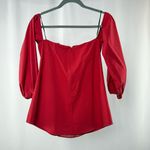 Theory  Laureema Light Poplin Off‎ Shoulders Top in Crimson Red Size 4 Photo 4