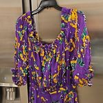💕SALONI💕 Olivia Floral Printed Silk Midi Dress ~ Violet Sweetpeas US 4 Purple Photo 14