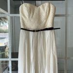 Three Pink Hearts  creamy white mini dress with braided brown belt Photo 0