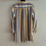 Jones New York Linen Striped Shirt/Dress - Blue, Yellow, White Photo 7