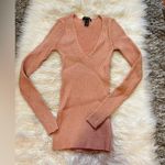 Forever 21 Light pink glittery ribbed V neck top Photo 0