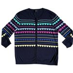 Talbots  Charming Cardigan Hearts Stripes Womens Size Large Petite Navy Photo 0