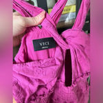 Pink Lily VICI Halter maxi dress Barbie purple pink embroidered floral sleeveless keyhole Photo 1