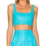 Amanda Uprichard Revolve Leather Pittito Crop Top And Jane Shorts In Marina Photo 0