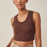 Reformation  Norma Cotton Knit Tank in Chestnut size XS Cropped‎ Photo 0