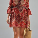 India Fashion Red Mandala Paisley Mini Dress Size M Size M Photo 0