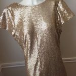 Candela #25 Sz: 10 Toulouse Gold Sequin Floor Length Drape Back Disco Dress Photo 2