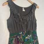 Maeve Anthropologie Brown Silk Dress Artsy Indie Cocktail Party Ruffle Front Photo 1