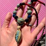 Tahari Elegant Beaded long y-drop Necklace with Blue and Brown Accents 36” Photo 0