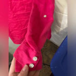 Sigrid Olsen  bright pink 100% Linen‎ Button Down Shirt Size 2X Photo 8