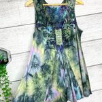 One World Purple & Green Flared Sleeveless Embellished Blouse Top Size XL Photo 2