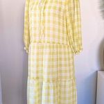 Nanette Lepore Yellow & White Tiered Gingham Dress Photo 0