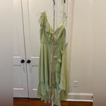 Mac Duggal 70163 GOLD POLKA DOT V NECK RUFFLED FAUX WRAP HI LOW MIDI DRESS Photo 3