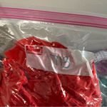 Loft  Coral Bright Orange Swiss Dot Ruffle Detail Long Tiered‎ Sleeve Blouse XL Photo 5