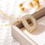 Letter D Initial Zircon Balloon Necklace Gold Photo 0