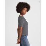 Madewell  Striped Elbow-Sleeve Henley Tee Knit Top Midnight Navy Size XL Photo 2