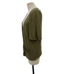 Eileen Fisher Cardigan Sweater Knit Short Sleeve Linen Silk Olive Green Large Photo 4