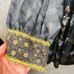 Vintage alfred shaheen hawiian floor length dress pleated skirt long sleeve 10 Blue Photo 11