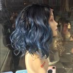 Blue curly Short bob Lacefront wig Ombre Photo 6