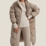 NAP loungewear Oversized Padded Down Puffer Coat in a neutral Sand size medium Tan Photo 11