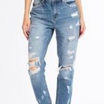 Kancan Ripped Distressed Straight Leg Relaxed Boyfriend Jeans Size 28 Blue Photo 0