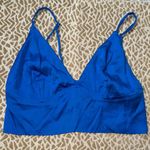 Aerie Nwt medium Satin Royal Blue crop top Longline Bralette Photo 0