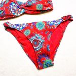 Desigual  Red Floral Bandeau Bikini sz M Photo 3
