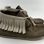 Rag and Bone Ghita Fringed Moccasins Tassel Tie Ankle Suede Leather Gray Boho 6 Photo 2