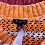 Talbots Sweater Womens L Pet Orange White Stripe Long Sleeve Open Knit Pullover Photo 7