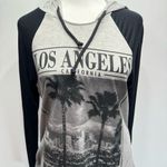 Hella Fantasia Retro Los Angeles Cityscape Lightweight Raglan Sleeve Hoodie Gray Size M Photo 6