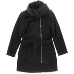 Cole Haan New NWT Womens Long  Coat Black Wool Walker Designer 16 Belt Shawl Work Photo 0