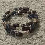 Women’s‎ vintage pink/purple/silver beaded gemstone boho wire bracelet one size Silver Photo 2