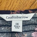 Croft & Barrow Floral Smoked Midi Dress Navy Blue Multi Sleeveless Size 1X Photo 7