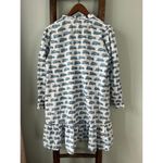 Le Bazar Coastal Mini Dress Blue Car Print Long Sleeve Ruffle Hem Size L Photo 1