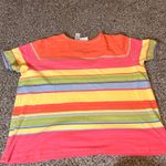 Liz Claiborne  Striped T-Shirt V-Neck Short‎ Sleeve Colorful Top 3X Photo 5