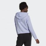 Adidas Lilac & White Essentials 3 Stripped Cropped Hooded Sweatshirt Photo 2