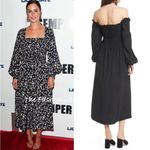 LA LIGNE Eloise Convertible Smocked square neck Long Sleeve Midi Silk Dress M Black Size M Photo 4