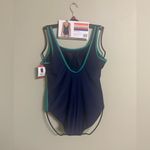 Lands' End  Lined Scoop Neck One-Piece Swimsuit Navy/Green Athletic Size XL New Photo 2