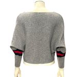 Gray Batwing Crop Top Sweater Red Black Stripes Chic Style Comfortable Versatile Size undefined Photo 3