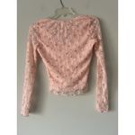 Thirty Thirty Pink Floral Rose Lace Top Mesh Sleeve Bow Detail Coquette Size S Photo 1