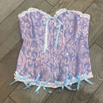 Lacing Corset Satin Floral Boned Body Shaper Bustier Top (Rapunzel Costume) Purple Size M Photo 0