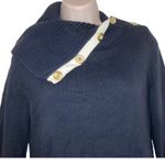 Banana Republic  Nautical Ribbed Navy Longsleeve Button Cowl Turtleneck Sweater-S Photo 5