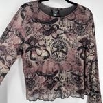 Hot Topic NWT Hot‎ Topic Cosmic Aura Skeleton Cowboy Mesh Top Medium Bell Sleeve Goth Punk Photo 3